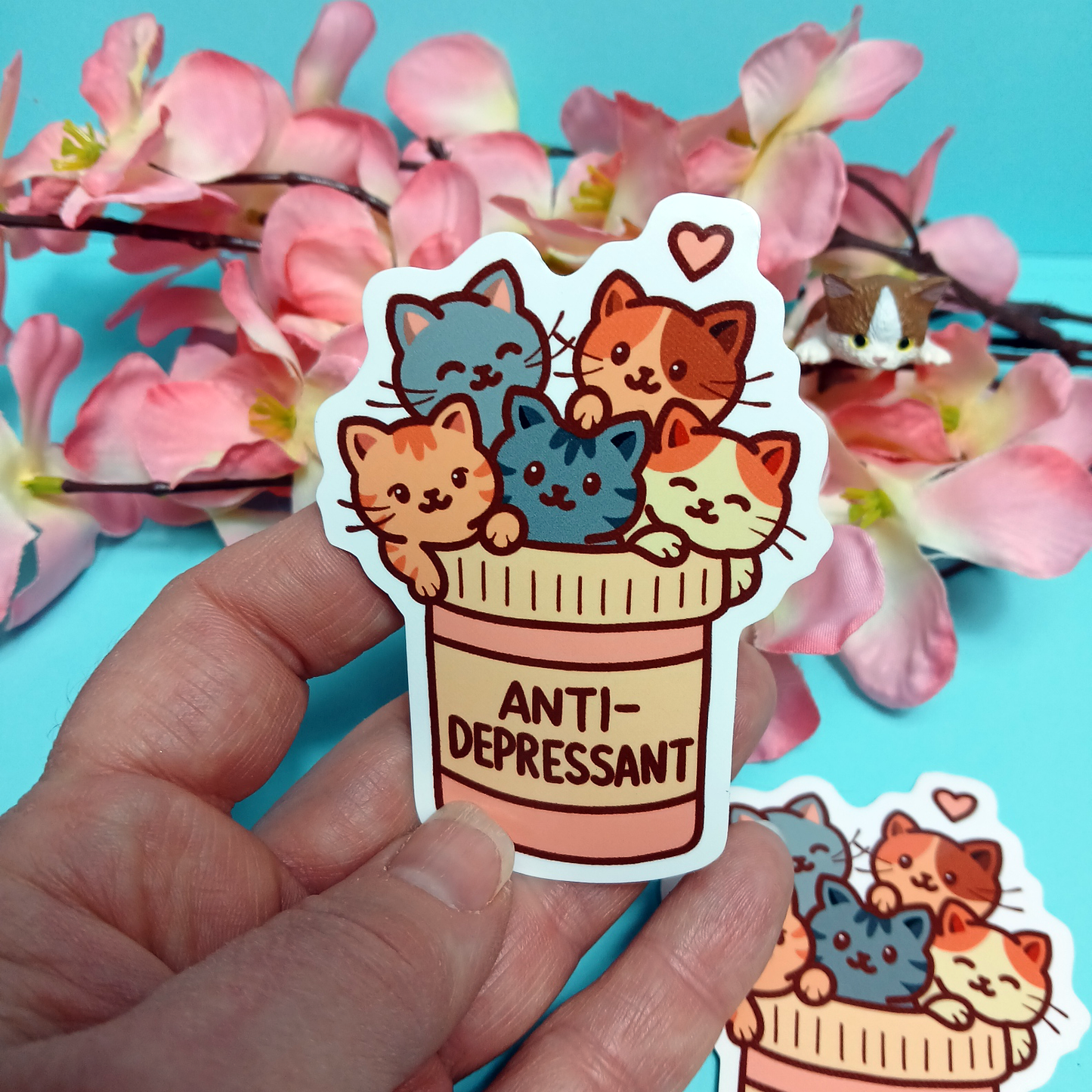 Anti-Depressant Cats in a bottle sticker