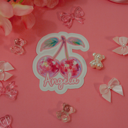 Personalized Disco Coquette Cherry Sticker