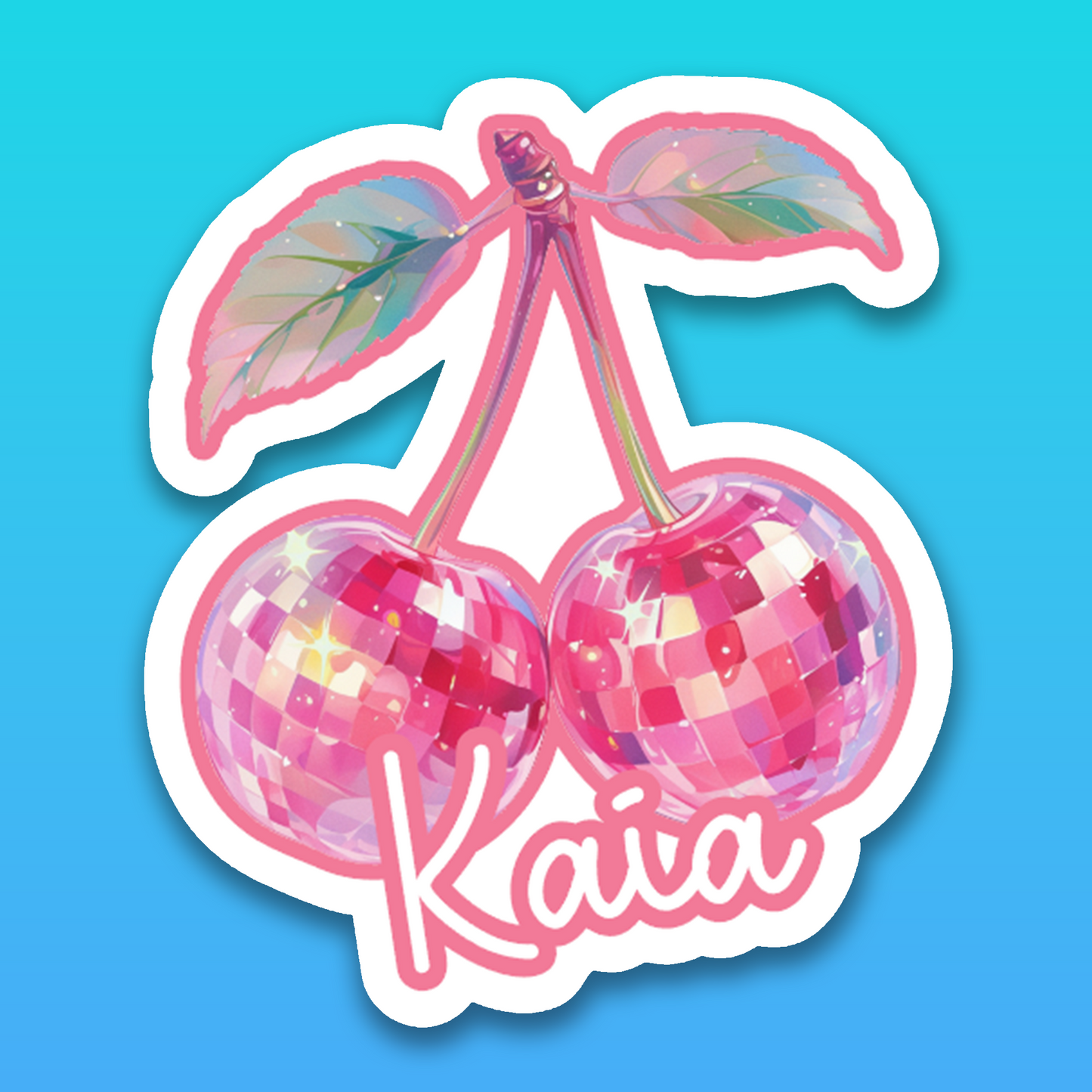 Personalized Disco Coquette Cherry Sticker