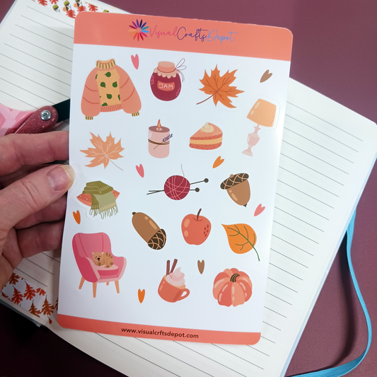 Cozy Fall. Kiss Cut Sticker sheet.