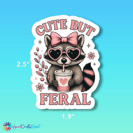 Cute but Feral Racoon Sticker