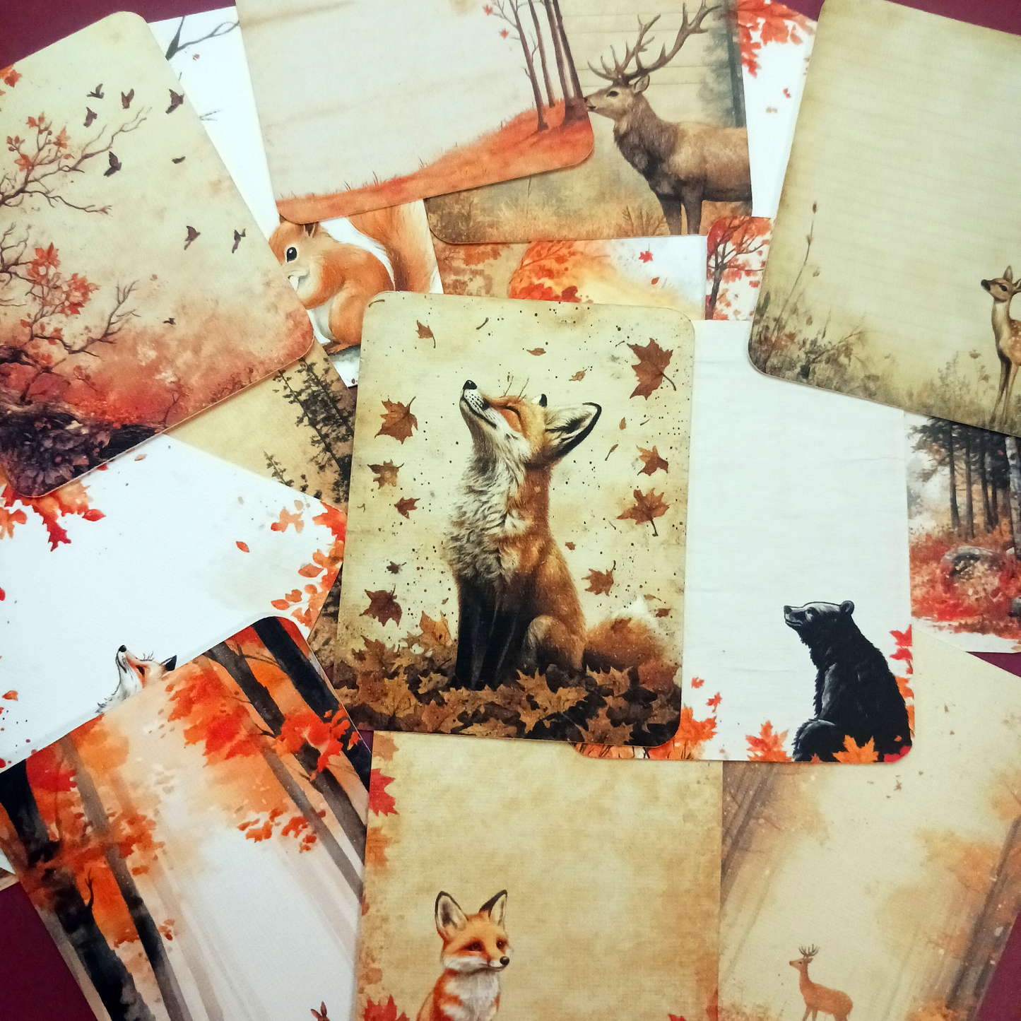 Fall themed printed cards for Scrapbook or Journal.