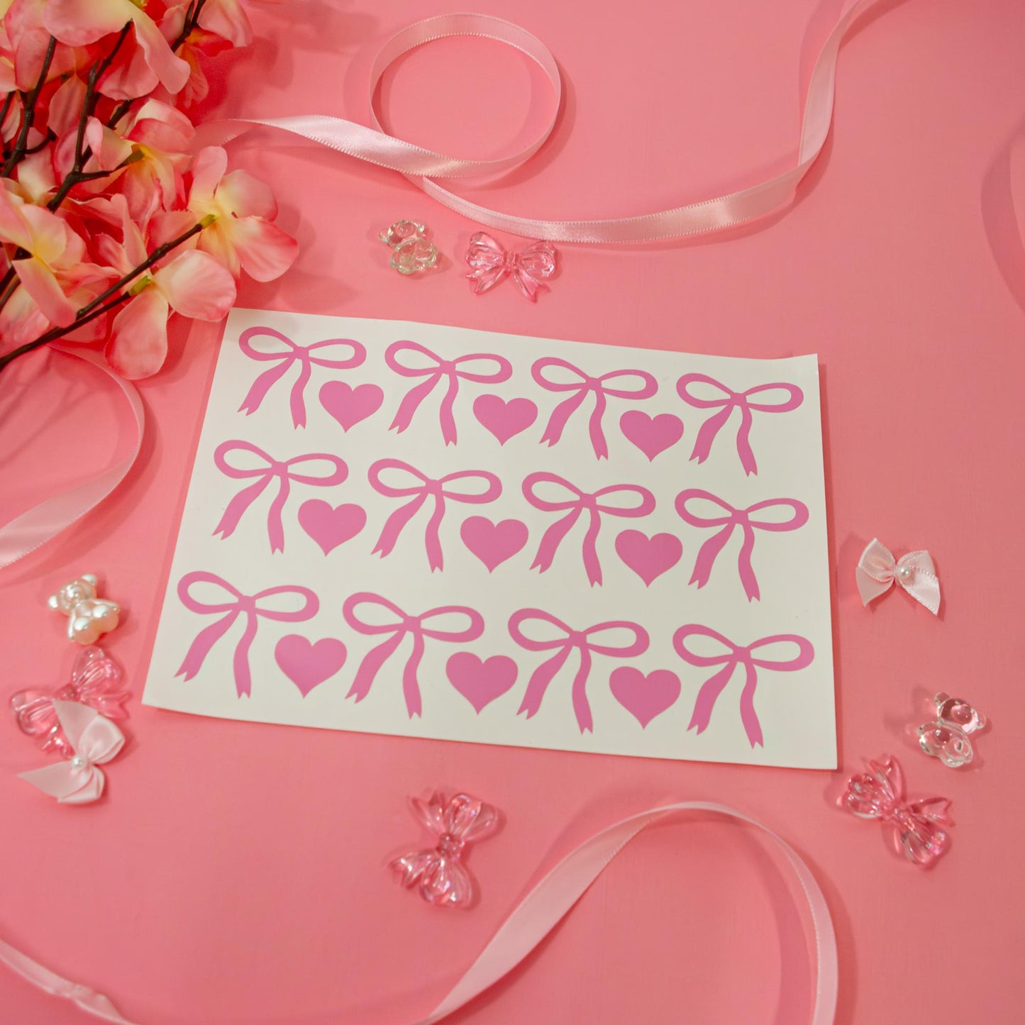 Coquette Bows and Hearts set. Waterproof decal