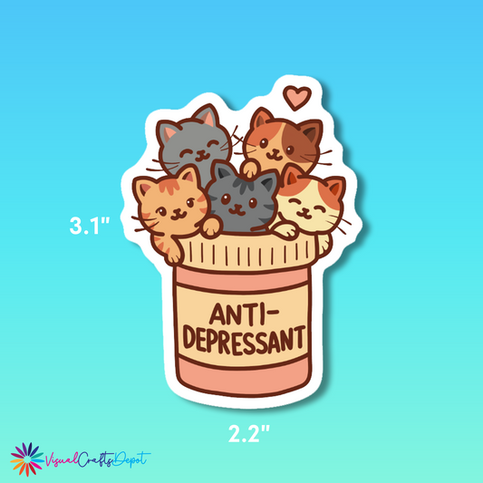 Anti-Depressant Cats in a bottle sticker
