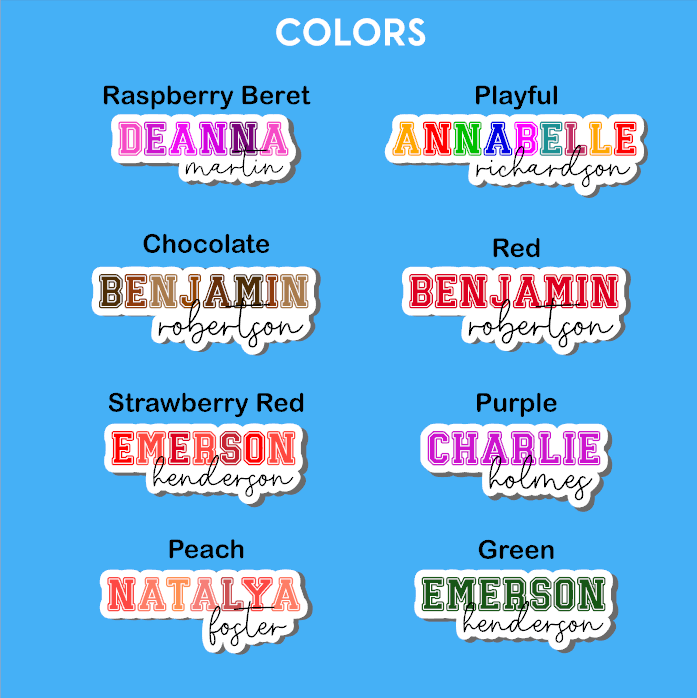 Jersey Style Customizable Name or Text Sticker