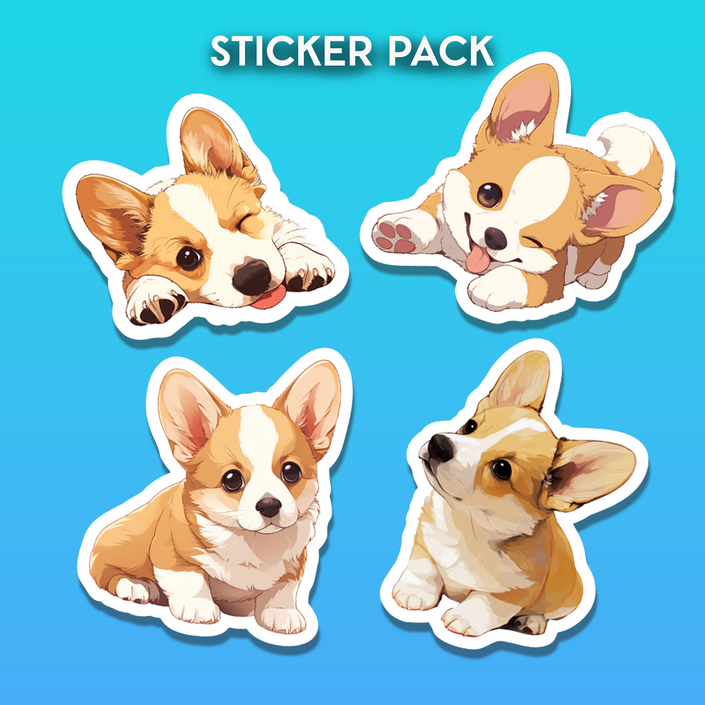 Corgi Puppy Sticker Pack of 4