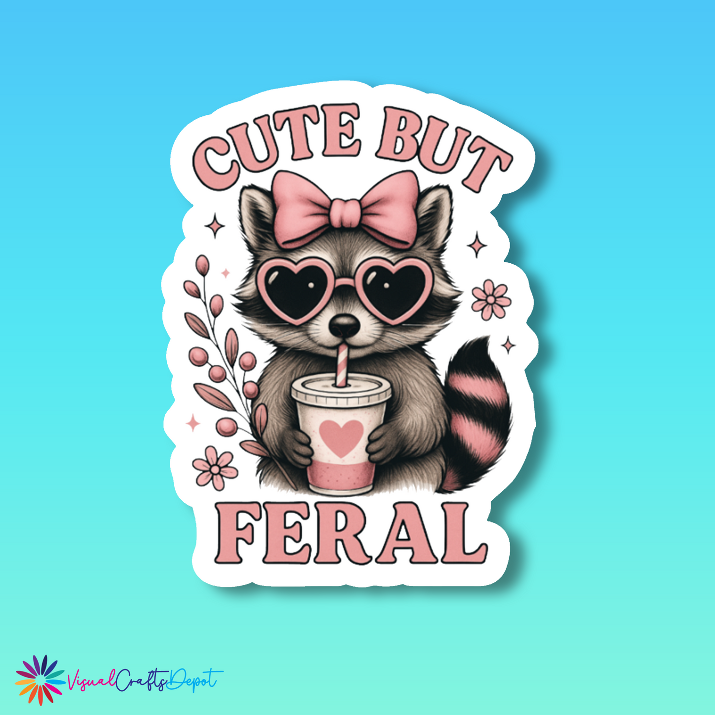 Cute but Feral Racoon Sticker