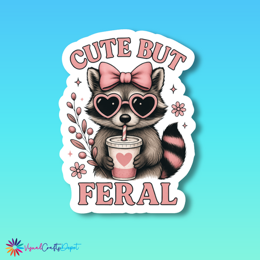 Cute but Feral Racoon Sticker