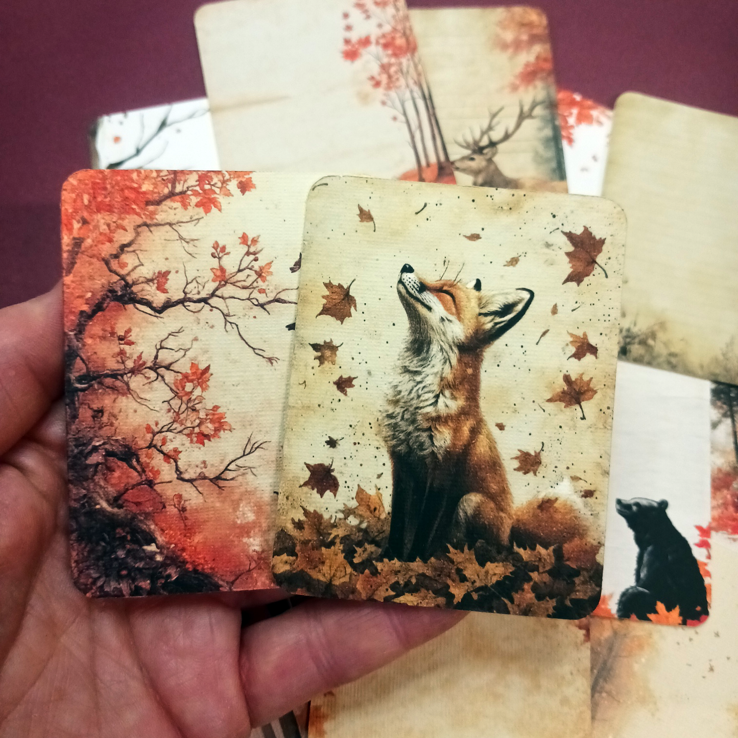 Fall themed printed cards for Scrapbook or Journal.