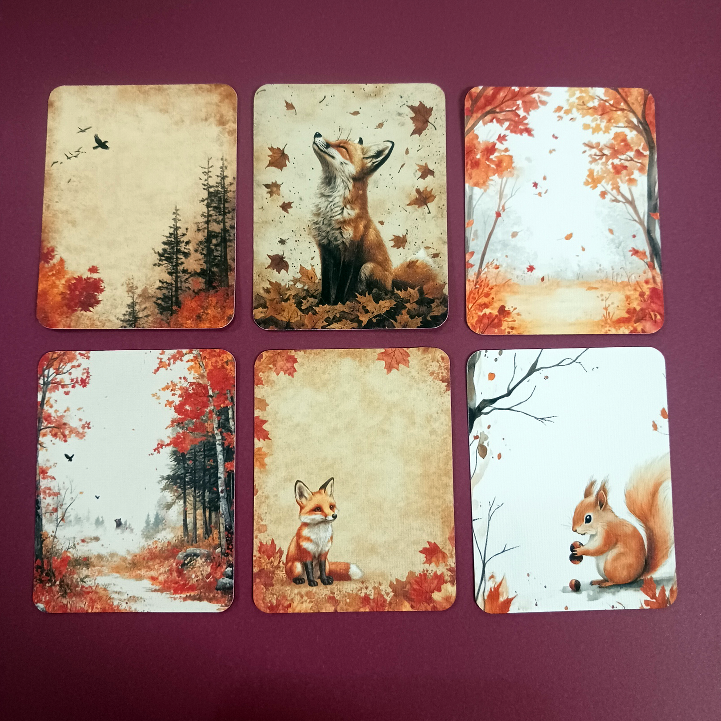Fall themed printed cards for Scrapbook or Journal.