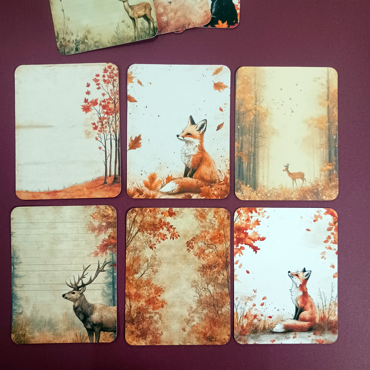 Fall themed printed cards for Scrapbook or Journal.