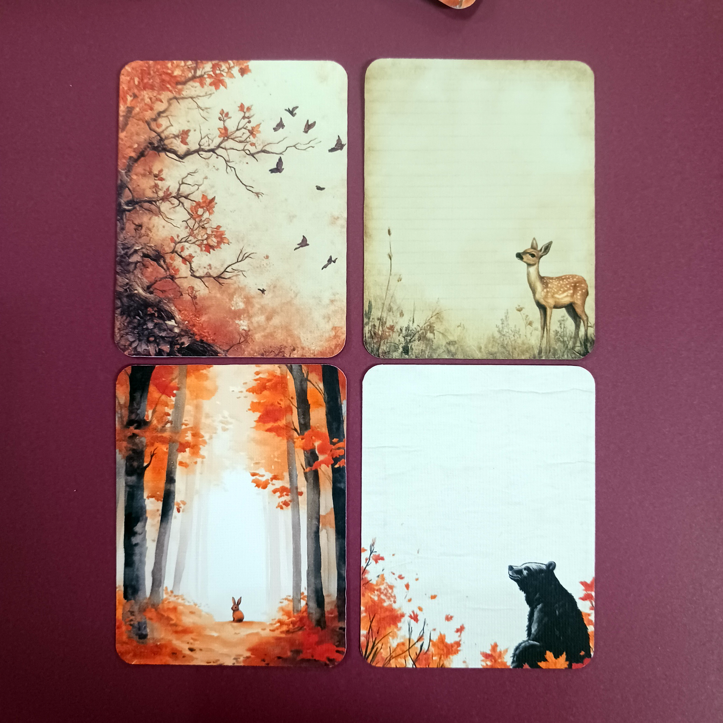 Fall themed printed cards for Scrapbook or Journal.