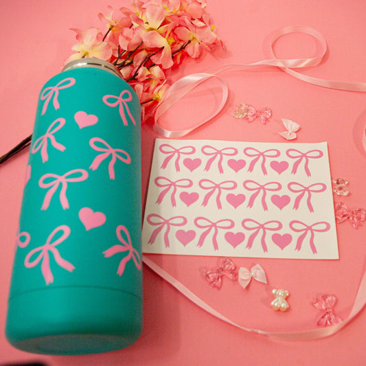 Coquette Bows and Hearts set. Waterproof decal